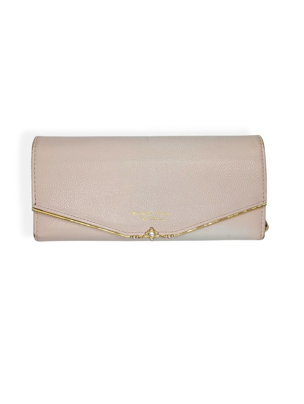 Samantha Thavasa Wallet Petit Choice Light Pink Golden Flower Rhinestone Crystal